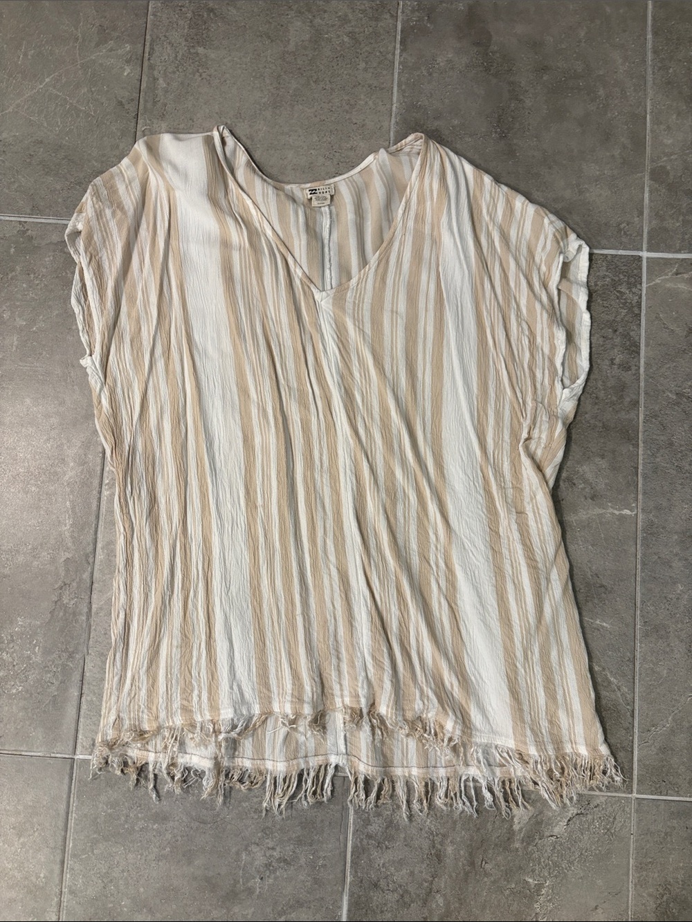Billabong Cream & Tan Striped V-Neck Coverup